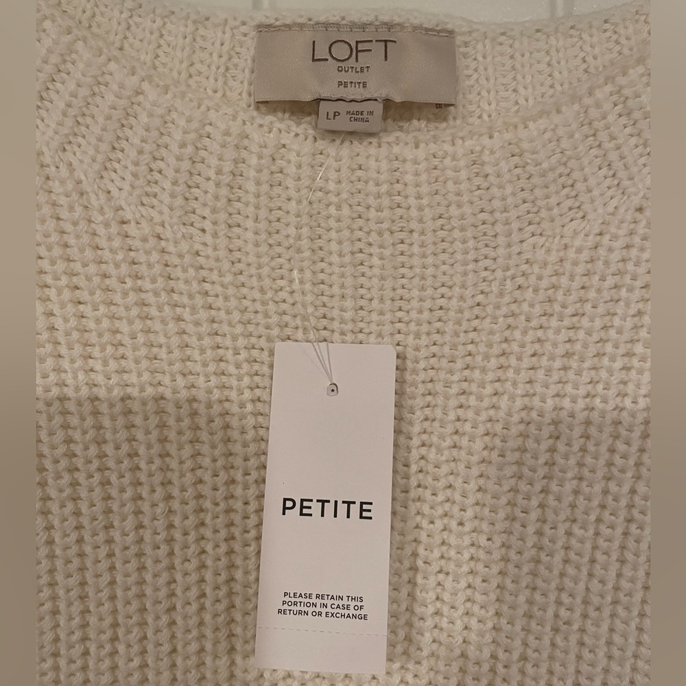 NWT The Loft Outlet sleeveless sweater Cream Size: Petite Large - Picture 4 of 6